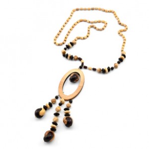 Бусы из дерева с подвеской овал, 78см Бусы из дерева с подвеской овал, 78см