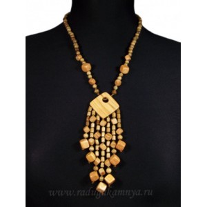 Бусы из дерева с подвеской, 53см