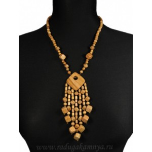 Бусы из дерева с подвеской, 53см