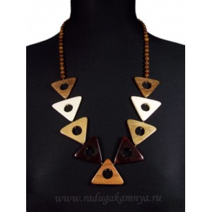 Украшения из дерева - Колье из треугольников, 65см