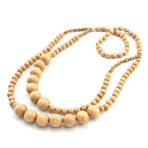 Колье из дерева 2 нити Ирина, 86см