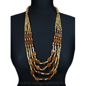 Украшение из дерева - колье 4 нити, 73см Украшение из дерева - колье 4 нити, 73см