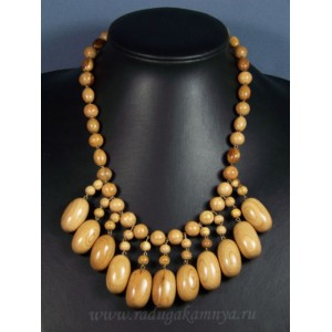Украшение из дерева - колье Сливки, 47см