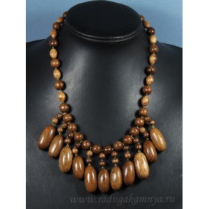 Украшение из дерева - колье Сливки, 47см