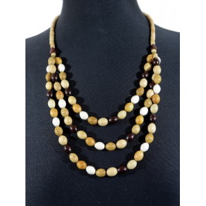 Украшения из дерева - Колье "Кизил 3-рядка", 56см