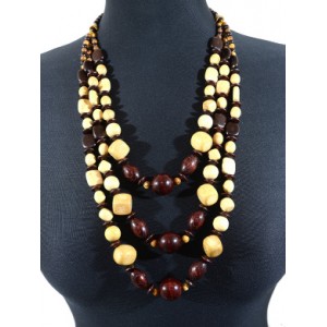 Украшения из дерева - Колье 3 нити Букет Крыма, 60см