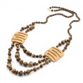 Украшения из дерева - Колье 3 нити Зигзаг, 78см