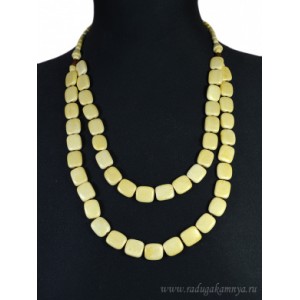 Украшения из дерева - Колье двойное Квадрат, 58см