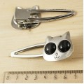 Заколка-крокодил "кошка", кошачий глаз черный (иск.), два камня круг 12мм