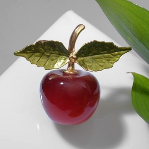 Брошь "Вишня" с листочками, цвет красно-зелёный, цвет золотистый Брошь "Вишня" с листочками, цвет красно-зелёный, цвет золотистый