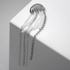 Брошь "Медуза", цвет белый, цвет серебристый