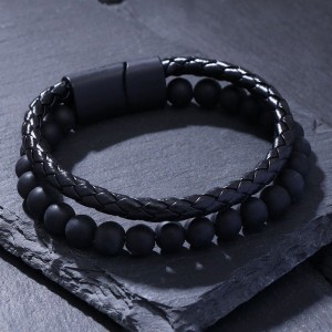 Браслет "Мощь" шарики, цвет чёрный в чёрном металле