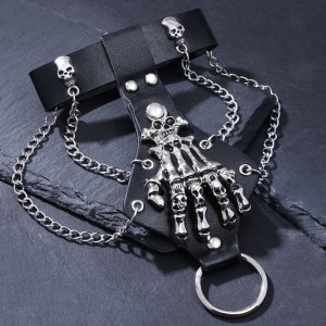 Браслет "Слейв" скелет, цвет чёрный, цвет серебристый