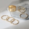 Набор колец 5 штук "Тренд" линия, цвет золото
