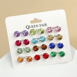 Пусеты 12 пар "Фантазия" крупные, цветной, цвет золотистый