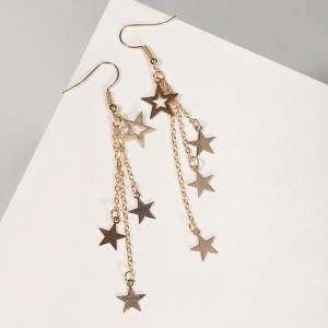 Серьги висячие "Звёздный дождь", цвет золото