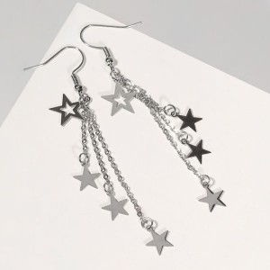Серьги висячие "Звёздный дождь", цвет серебро