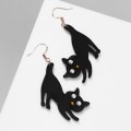 Серьги акрил "Кот" хвостатый, цвет чёрный, цвет золотистый