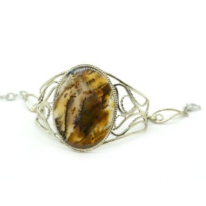 Браслет из агата мохового " Овал ", 18см. Браслет из агата мохового " Овал ", 18см.