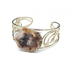 Браслет с жеодами агата бразильского, 17,5см. Браслет с жеодами агата бразильского, 17,5см.