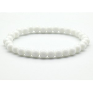 Браслет шарик 6мм из кварца прессованного (имитация агата белого)
