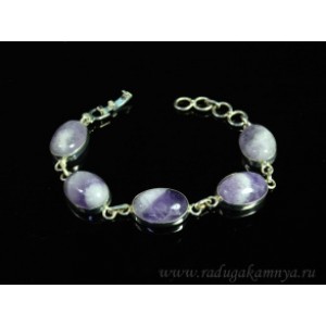 Браслет аметист в посеребрении " Овал " 13*18мм, 17 см.