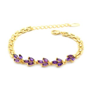 Браслет из аметиста с позолотой, форма рис Браслет из аметиста с позолотой, форма рис