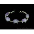 Браслет с аметистом в посеребрении овал 13*18мм, 16,5-19,5см