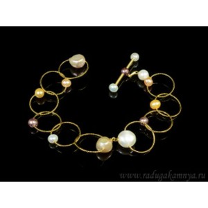 Браслет с жемчугом барокко 11мм цвет ассорти, 22см.