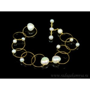 Браслет с жемчугом барокко 11мм цвет белый, 22см. Браслет с жемчугом барокко 11мм цвет белый, 22см.