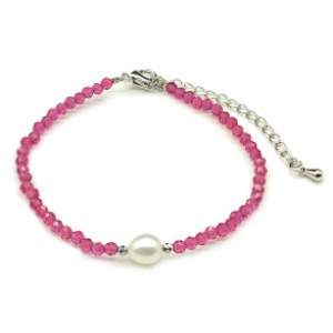 Браслет с жемчугом из шпинели шарик гр.3мм цвет малиновый, 17см