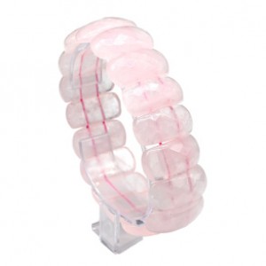 Браслет из розового кварца, огранка, сегмент 25*13мм