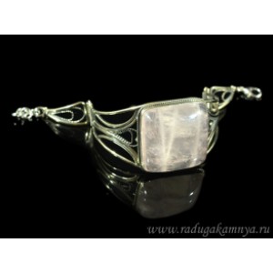 Браслет из розового кварца, 17,5см.