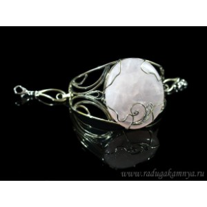 Браслет из розового кварца, 19см.