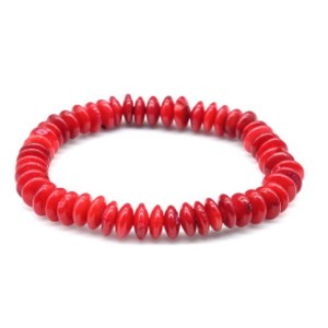 Браслет из коралла диск 7-8мм красный.