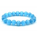 Браслет шарик 10мм из кошачьего глаза (синт.) цвет лазурный1