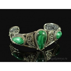 Браслет малахит, 20,5 см.