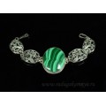 Браслет с малахитом "Овал ", 20см.