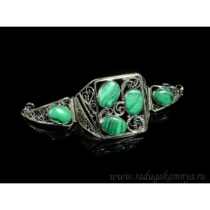 Браслет с малахитом, 17см.