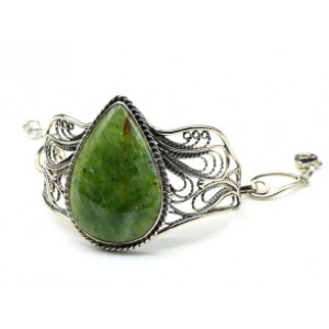 Браслет с опалом зеленым (хромопал) " Капля ", 17см. Браслет с опалом зеленым (хромопал) " Капля ", 17см.