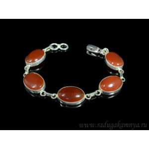 Браслет с сердоликом в посеребрении овал 19*14мм, 18см