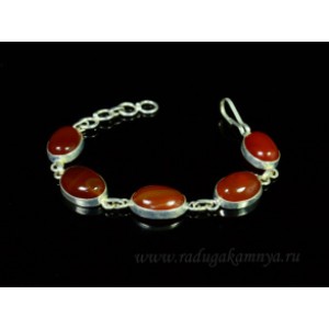 Браслет сердолик в посеребрении овал 12*17мм, 19см.