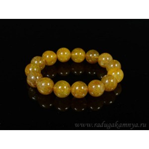 Браслет из волосатика "золотой" шарик 14мм, 60гр