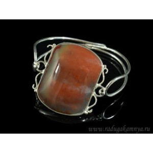 Браслет с халцедоном в посеребрении прямоугольник 48*50мм, 19см