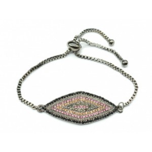 Браслет на цепочке с фианитами "Ромб" цвет желто-розовый. Браслет на цепочке с фианитами "Ромб" цвет желто-розовый.