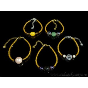 Браслет Гламур из циркона кукуруза 3мм цвет  желтый, 18см