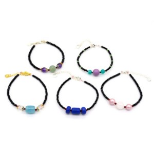 Браслет Гламур из циркона кукуруза 3мм цвет  черный, 18см