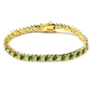 Браслет женский на руку "Зебра" с цирконом зелёным