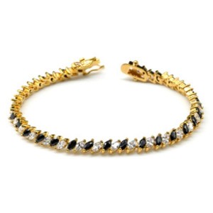 Браслет женский на руку "Зебра" с цирконом чёрным и белым