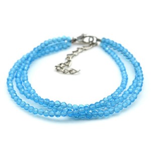 Браслет из циркона 3 нити шарик гр.3мм цвет голубой, 19см